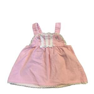 Vintage Buster Brown pink corduroy lace trimmed jumper dress